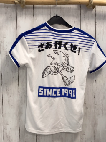 Sonic  Sportshirt  Gr. 140  weiß blau schwarzer Druck Sonic 