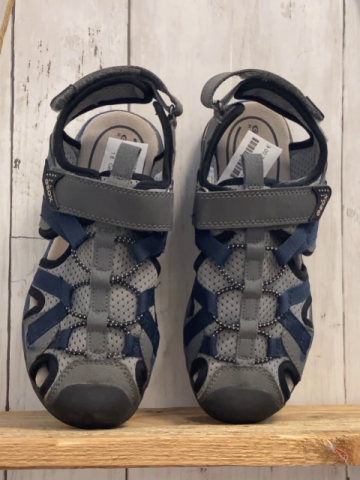 Geox  Halbsandalen  Gr. 36  grau hellgrau schwarzer Bund blaue Rimen 