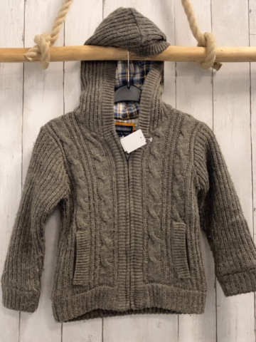  Strickjacke Gr. 110  grau warm gefüttert Zöpfe 