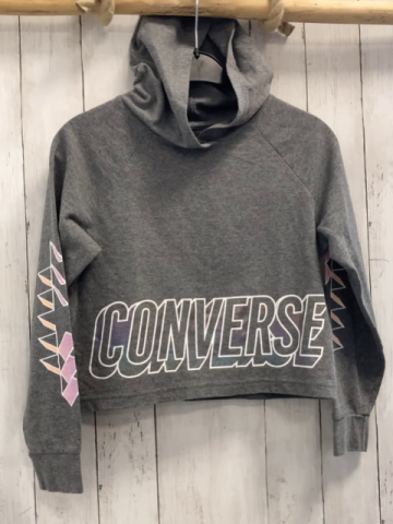 Converse Pullover Gr. 146  grau kurz geschnittn weiße Schrift