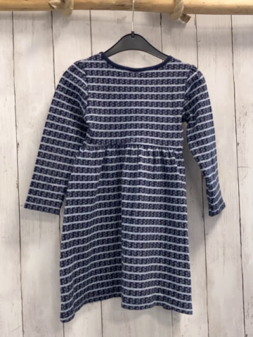  Kleid Gr. 110  blau hellblaue Streifen Punkte