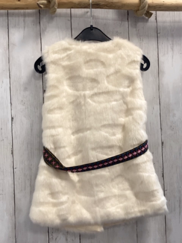 Benetton Weste Gr. 122  weiß Plüsch Gürtelband