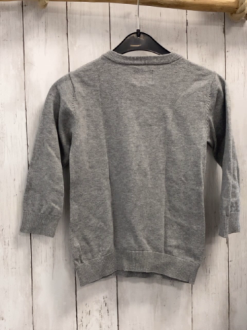 Place  Pullover  Gr. 110  hellgrau Strick + hellblau blau weiße Rauten 