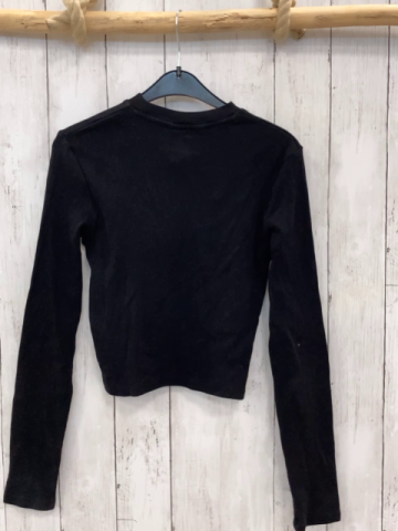 H&M Langarmshirt Gr. 170  schwarz gerippt Lochmuster