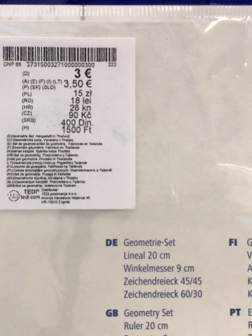 neu 3 teiliges Geometry Set Lineal, Geodreieck und mehr