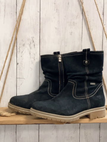 Tamaris  Stiefeletten  Gr. 38  schwarz beige Nähte + Sohle 