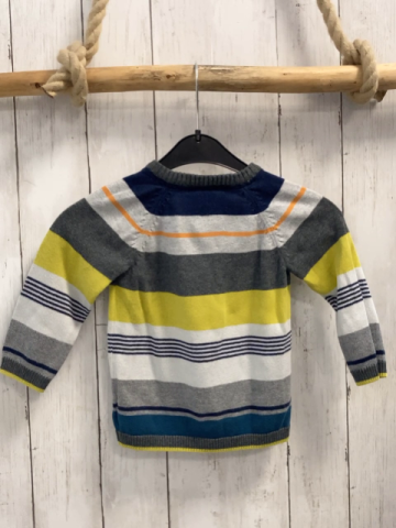 H&M Pullover  Gr. 86  grau hellgrau orange blau gelb petrol Streifen Strick