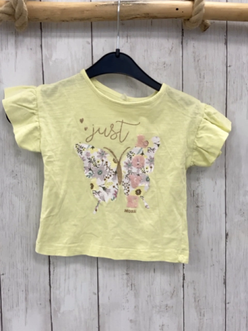   T-Shirt  Gr. 92  gelb bunter Schmetterling mit Pailetten 