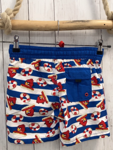 Badeshorts  Gr. 122  blau weiße Streifen Angry Birds