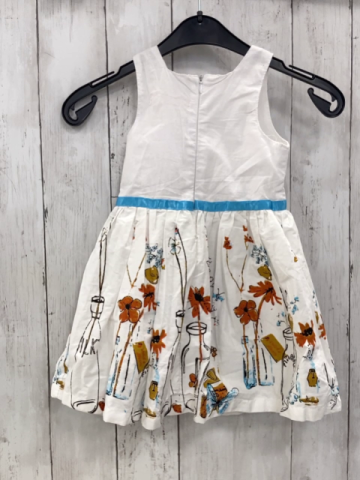 neu  Kleid  Gr. 86  weiß Flaschen Blumen Schmetterlinge hellblaues Gürtelband 