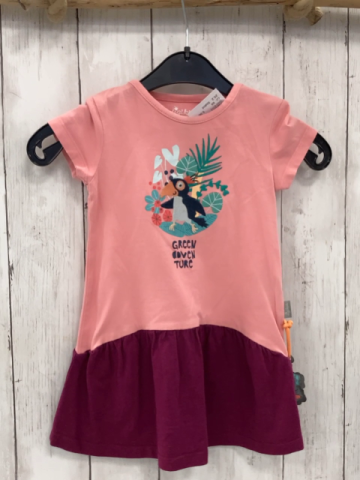 Sigkid  Kleid  Gr. 86  rosa Oberteil mit Vogel + Blättern aubergine Rock