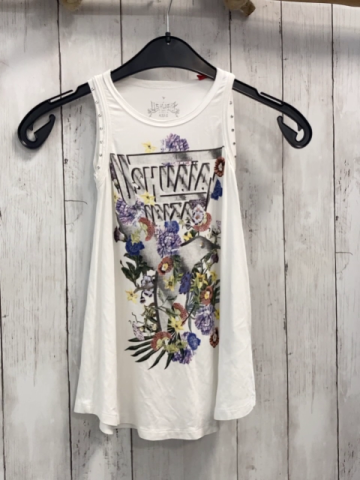 Ushuaia  Kleid  Gr. 104  weiß graue Schrift bunte Blumen 