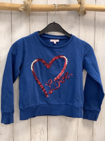   Pullover  Gr. 128  blau Pailettenherz 