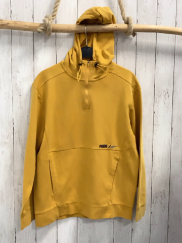 Puma Pullover Gr. M senf schwarze Schrift Kapuze