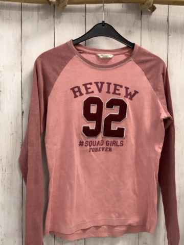 review Langarmshirt Gr. 152 rosa rote Plüschschrift