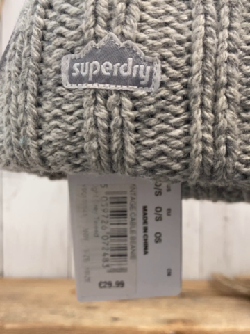 neu Superdry Mütze Gr. S grau Strick NP 29,99€