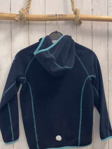 jako-o Fleecejacke Gr. 140  bau türkis Nähte + Reißverschlüsse
