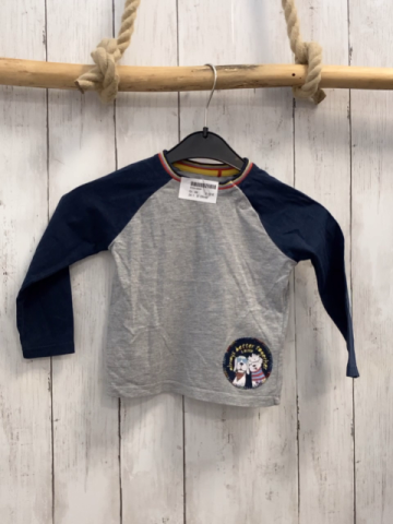 S´ Oliver  Langarmshirt  Gr. 86  grau blaue Ärmel Streifenbund 