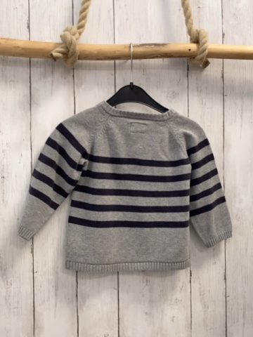 H&M  Pullover  Gr. 86  hellgrau graue Streifen Strick 