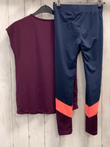 2tlg  Sportset  Gr. 134/140  aubergine + blau neonrot aubergine 
