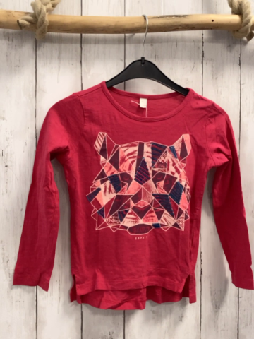 Esprit  Langarmshirt  Gr. 116  rot Tigerkopf mit blauen Pailetten 