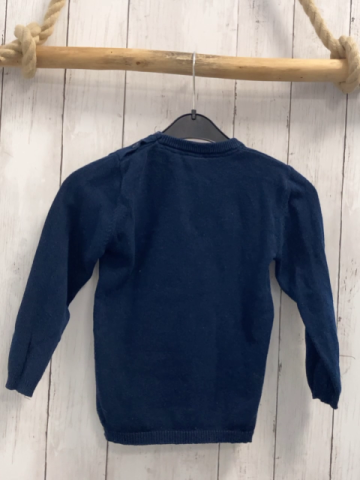 H&M  Pullover  Gr. 110  blau Strick weißer Plüschbär mit roter Mütze + rotem Pullover 