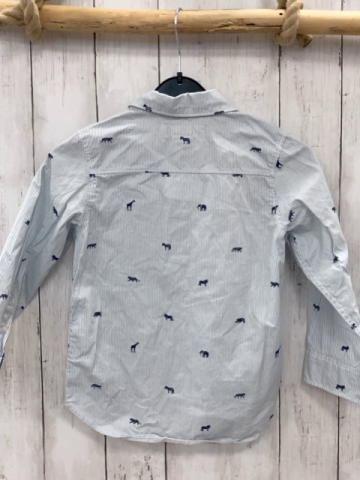 H&M Hemd Gr. 110  blau weiß gestreift Löwen