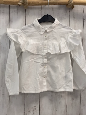 H&M  Bluse Gr. 116  weiß Rüschen an den Schultern 