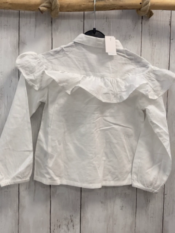 H&M  Bluse Gr. 116  weiß Rüschen an den Schultern 