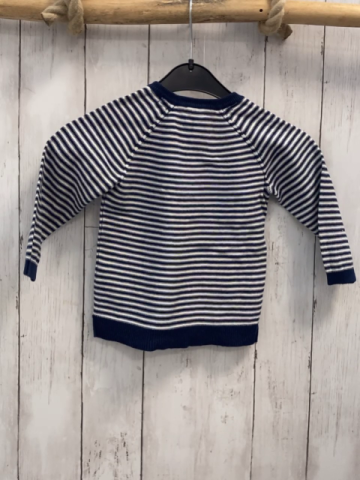 H&M  Pullover  Gr. 80  blau weiße Streifen Strick Knopfleiste 