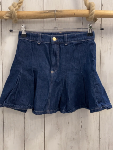 H&M  Rock Gr. 140  blau Jeans beige Nähte Bund verstellbar 