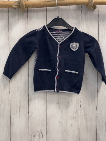 Sergent Majr  Strickjacke  Gr. 80  grau hellgrauer Bund Rückseite grau hellgrau gestreift 