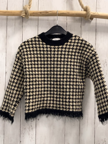 reserved Pullover Gr. 134  schwarz beige Glitzerfäden Strick