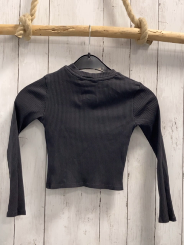H&M Langarmshirt Gr. 134  grau gerippt Stitch kurz geschnitten