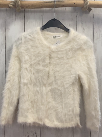 H&M  Strickjacke  Gr. 110  weiß flusig 