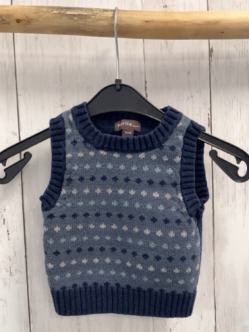 Norlie  Pullunder  Gr. 62  grau blau Strick mit weiß minrt blauen Kreuzen 