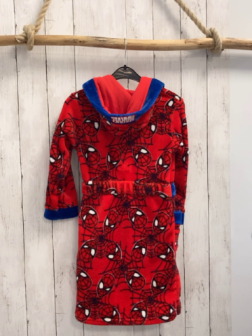 Marvel  Bademantel  Gr. 122  rot Plüsch blauer Bund Spiderman 