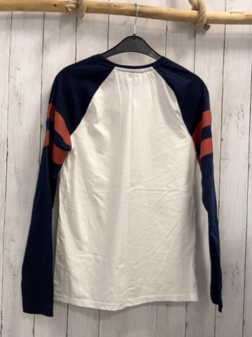   Langarmshirt  Gr. 170  weiß blaue Ärmel mit rost Streifen