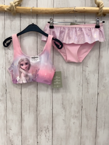 neu 2 tlg  Bikini  Gr. 134/140  rosa bunt mit Glitzer Frozen 