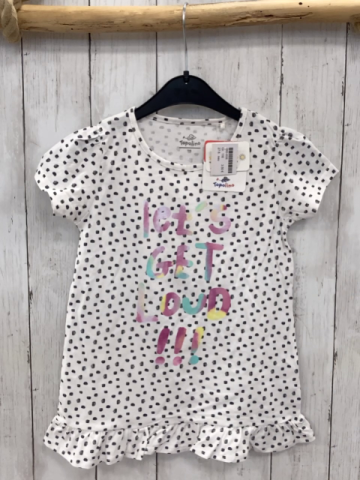 neu  T-Shirt  Gr. 116  weiß grauer Druck bunte Schrift 