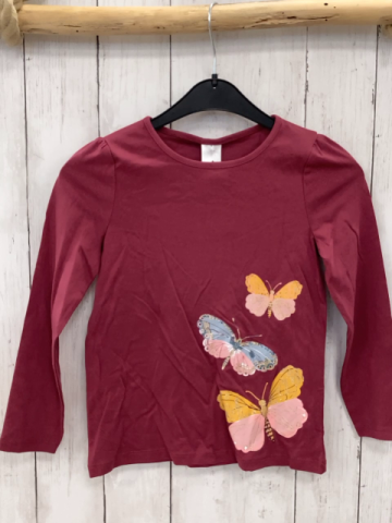 neu  Langarmshirt  Gr. 122  rostrot Schmetterlinge mit Glitzer 