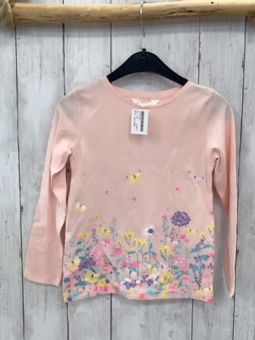 neu H&M Langarmshirt  Gr. 110  rosa bunte Blumen + Schmetterlinge
