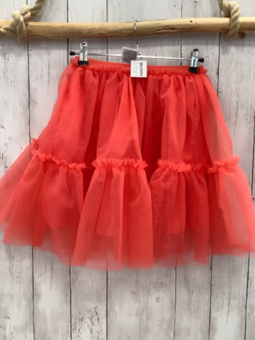 neu H&M Rock Gr. 134/140  hellrot Tüllüberrock mit Rüschen