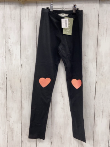 neu H&M  Leggings  Gr. 134  grau rosa Glitzerherz am Knie 