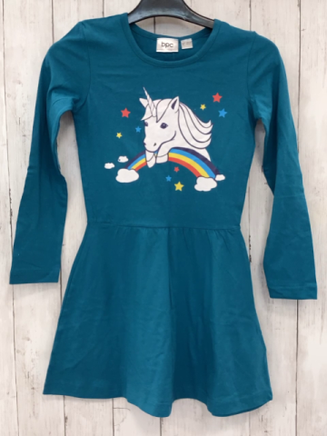 Bonprix  Kleid  Gr. 128  petrol Einhorn Bogen Sterne 