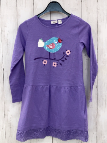 Bonprix  Kleid  Gr. 128  lavendel Pailettenvogel 