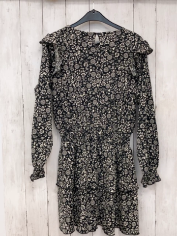 Zara  Kleid  Gr. 152  schwarz beige Blumen Strutur 