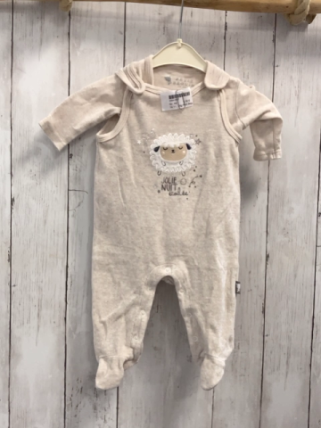 2tlg Petit Beguin Body + Strampler Gr. 62  beige Schafskopf