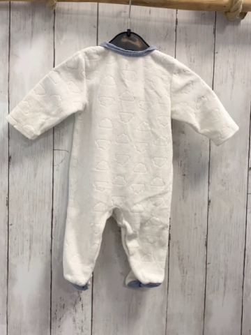 Oabibi Schlafanzug Gr. 56  weiß blauer Kragen + Bär Wolken