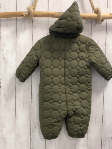  Winteroverall Gr. 62  oliv Kreise braunes Teddyfutter